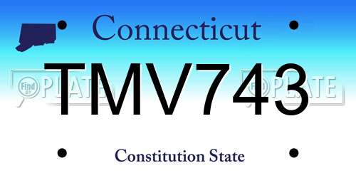 TMV743 Connecticut License Plate