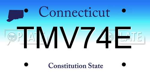 TMV74E Connecticut License Plate