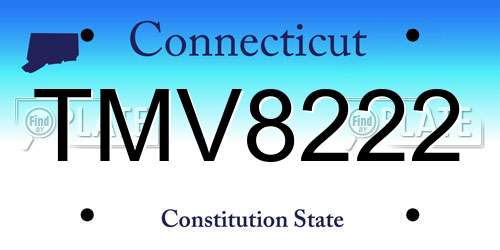 TMV8222 Connecticut License Plate