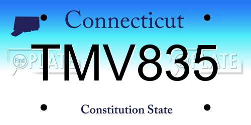 TMV835 Connecticut License Plate