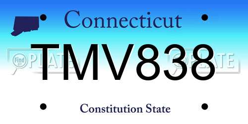 TMV838 Connecticut License Plate