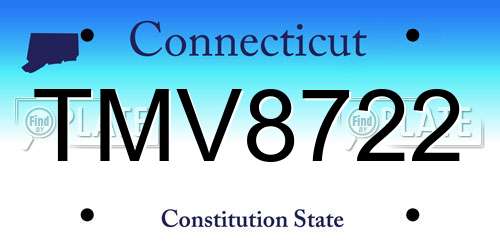 TMV8722 Connecticut License Plate