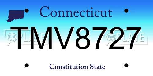 TMV8727 Connecticut License Plate