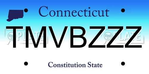 TMVBZZZ Connecticut License Plate