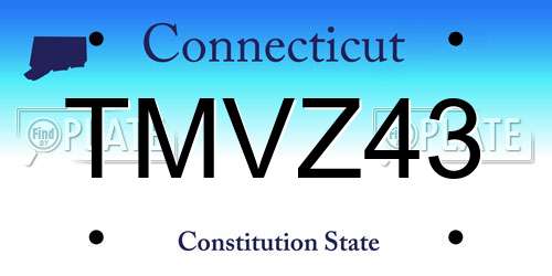 TMVZ43 Connecticut License Plate
