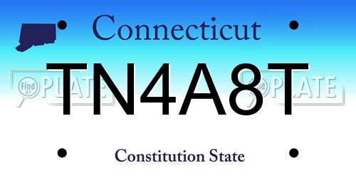 TN4A8T Connecticut License Plate