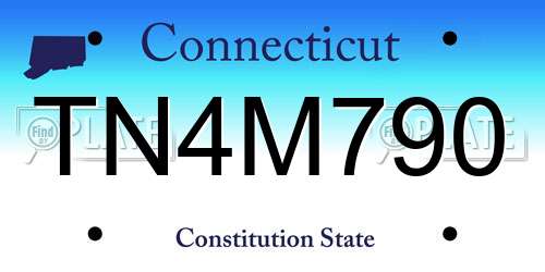 TN4M790 Connecticut License Plate