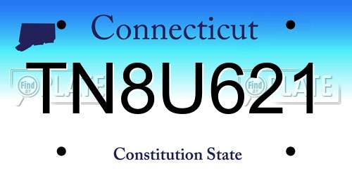 TN8U621 Connecticut License Plate