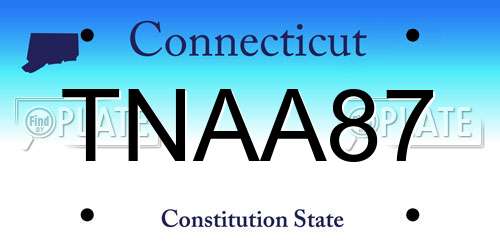 TNAA87 Connecticut License Plate