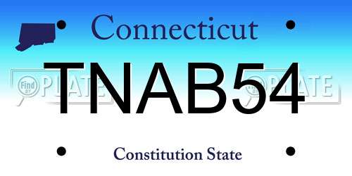 TNAB54 Connecticut License Plate