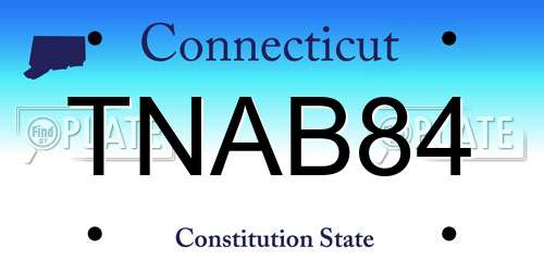 TNAB84 Connecticut License Plate