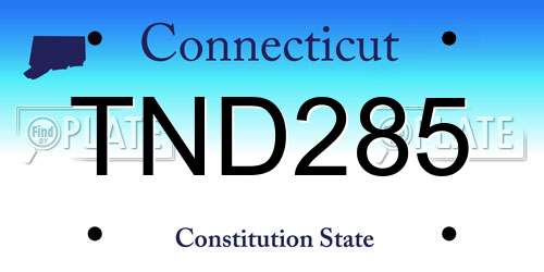 TND285 Connecticut License Plate