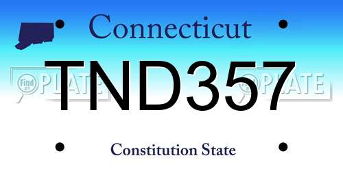TND357 Connecticut License Plate