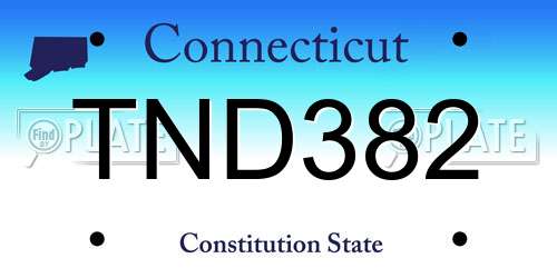 TND382 Connecticut License Plate