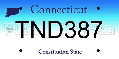 TND387 Connecticut License Plate