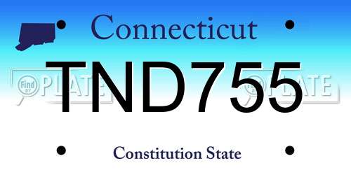 TND755 Connecticut License Plate