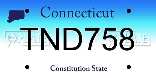 TND758 Connecticut License Plate