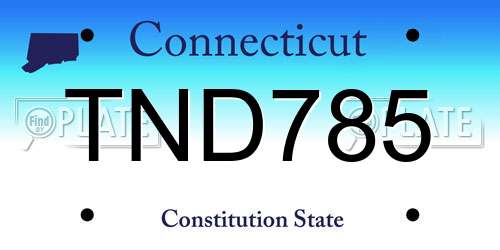 TND785 Connecticut License Plate