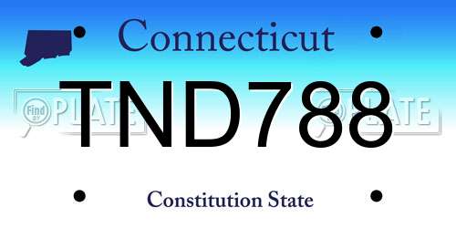 TND788 Connecticut License Plate