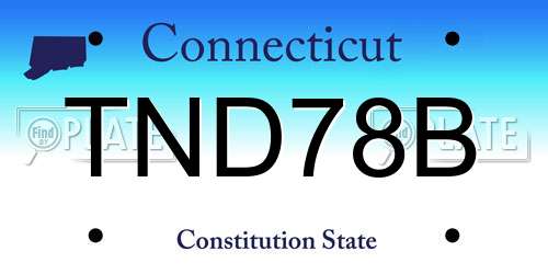 TND78B Connecticut License Plate