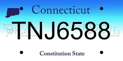 TNJ6588 Connecticut License Plate