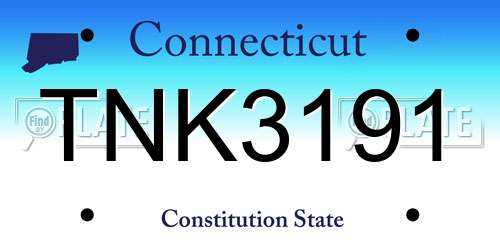 TNK3191 Connecticut License Plate