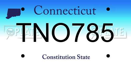 TNO785 Connecticut License Plate