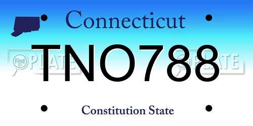 TNO788 Connecticut License Plate
