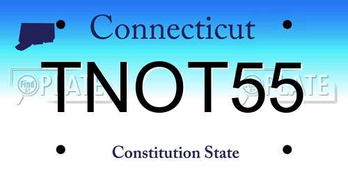 TNOT55 Connecticut License Plate