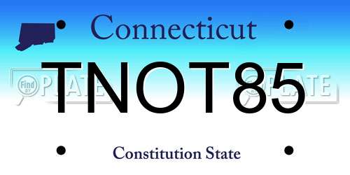 TNOT85 Connecticut License Plate