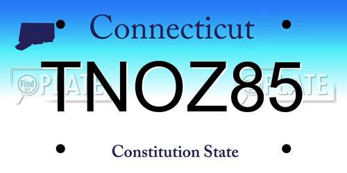 TNOZ85 Connecticut License Plate