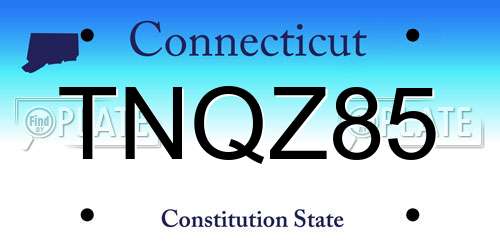 TNQZ85 Connecticut License Plate
