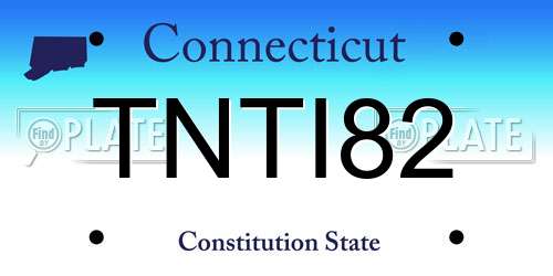 TNTI82 Connecticut License Plate