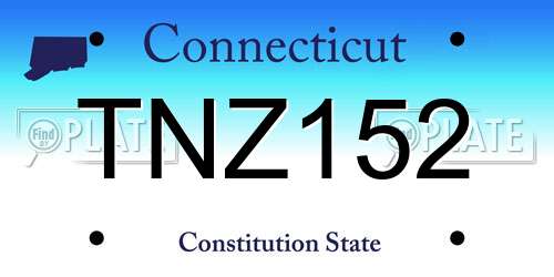 TNZ152 Connecticut License Plate