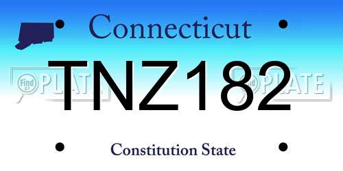 TNZ182 Connecticut License Plate