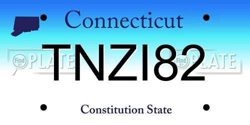 TNZI82 Connecticut License Plate
