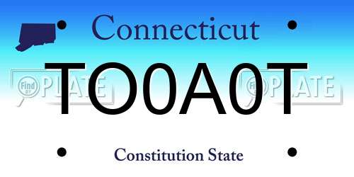 TO0A0T Connecticut License Plate