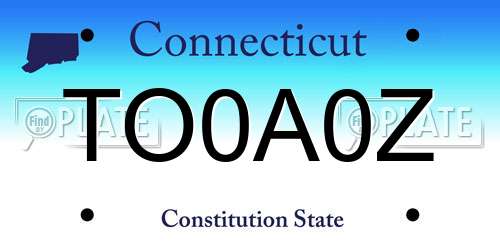 TO0A0Z Connecticut License Plate