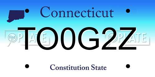 TO0G2Z Connecticut License Plate