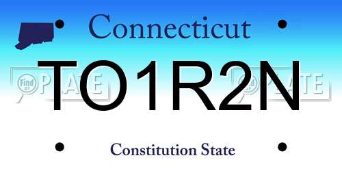 TO1R2N Connecticut License Plate