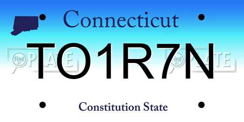 TO1R7N Connecticut License Plate