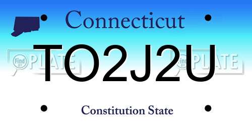 TO2J2U Connecticut License Plate