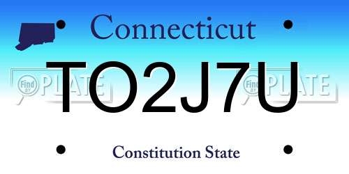 TO2J7U Connecticut License Plate