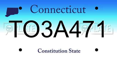 TO3A471 Connecticut License Plate