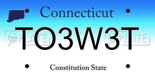 TO3W3T Connecticut License Plate