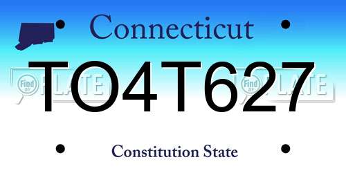 TO4T627 Connecticut License Plate