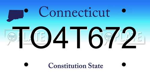 TO4T672 Connecticut License Plate