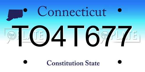 TO4T677 Connecticut License Plate