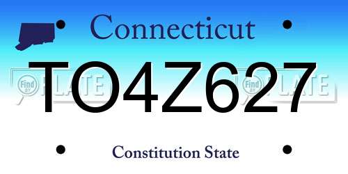 TO4Z627 Connecticut License Plate