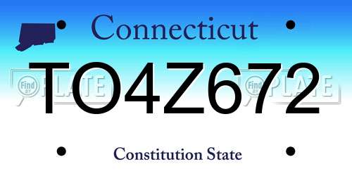 TO4Z672 Connecticut License Plate